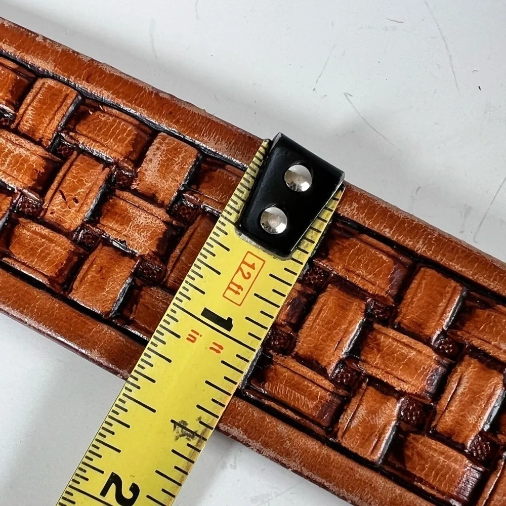 Vintage Rockmount Ranchwear Brown Saddle Leather Woven Western Belt